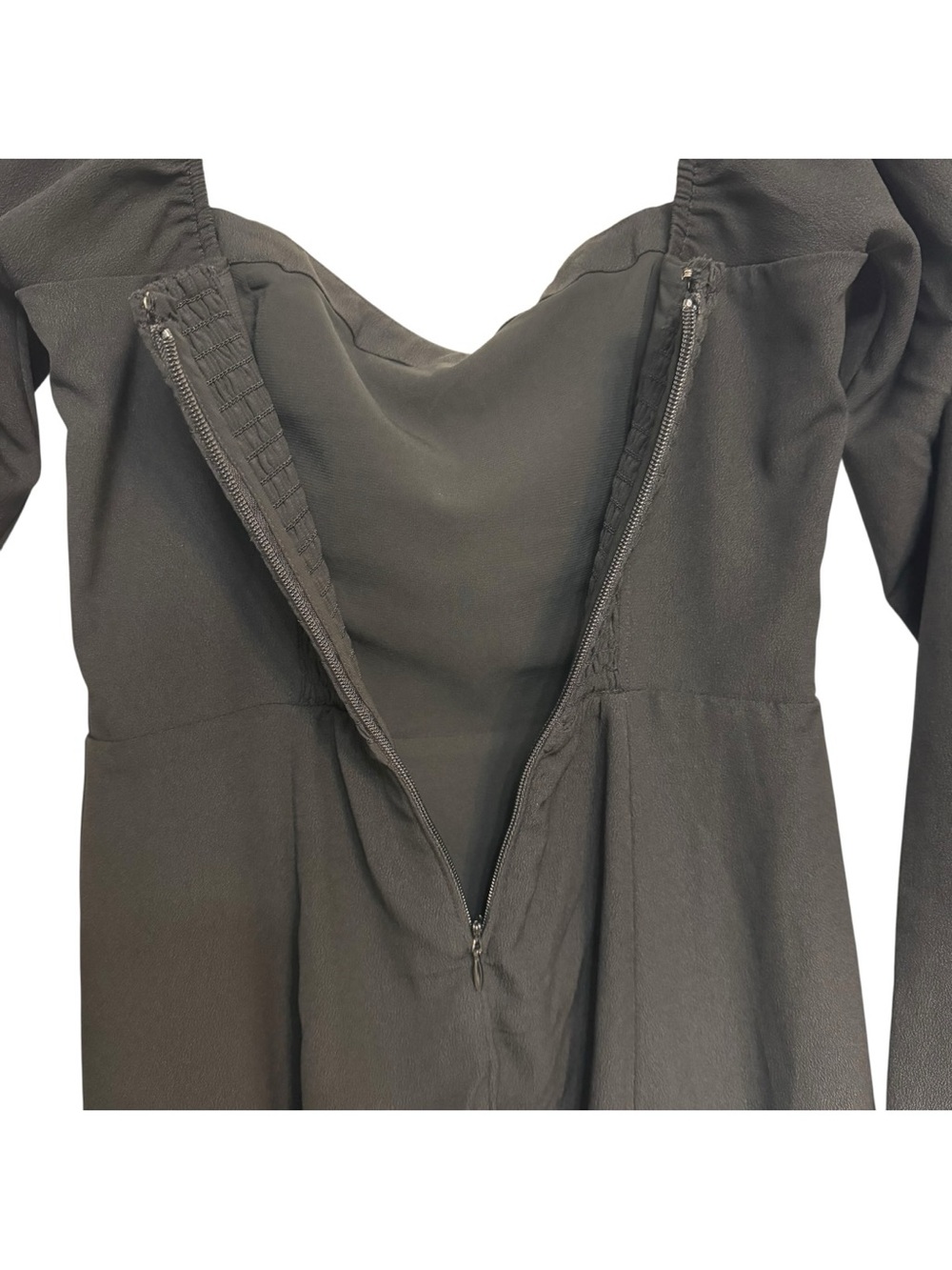 Abercrombie & Fitch Black Long-Sleeve Square Neck Midi Dress - Picture 8 of 13